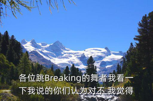 各位跳Breaking的舞者我看一下我说的你们认为对不 我觉得