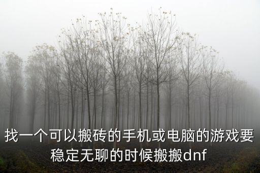 找一个可以搬砖的手机或电脑的游戏要稳定无聊的时候搬搬dnf