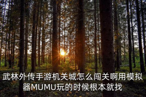 武林外传手游机关城怎么闯关啊用模拟器MUMU玩的时候根本就找