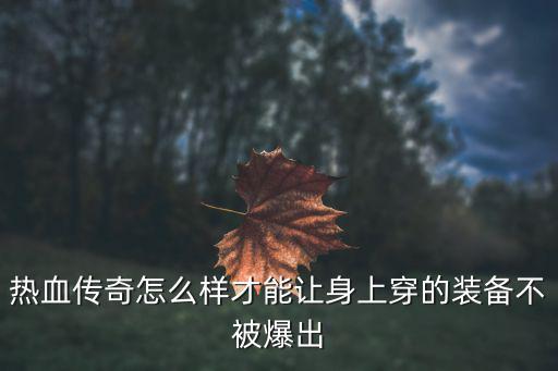 热血传奇怎么样才能让身上穿的装备不被爆出