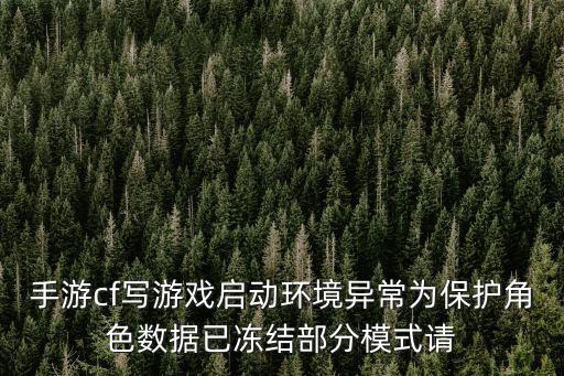 手游cf写游戏启动环境异常为保护角色数据已冻结部分模式请