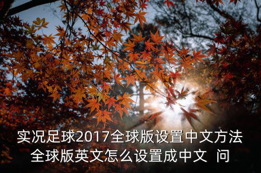 实况足球2017全球版设置中文方法全球版英文怎么设置成中文  问