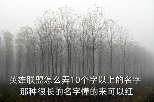 英雄联盟怎么弄10个字以上的名字 那种很长的名字懂的来可以红