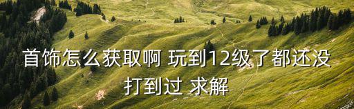 首饰怎么获取啊 玩到12级了都还没打到过 求解