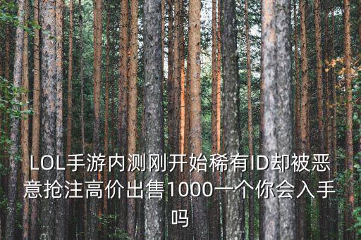 LOL手游内测刚开始稀有ID却被恶意抢注高价出售1000一个你会入手吗