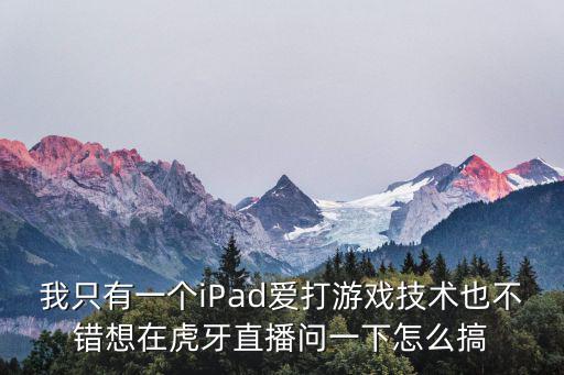 我只有一个iPad爱打游戏技术也不错想在虎牙直播问一下怎么搞