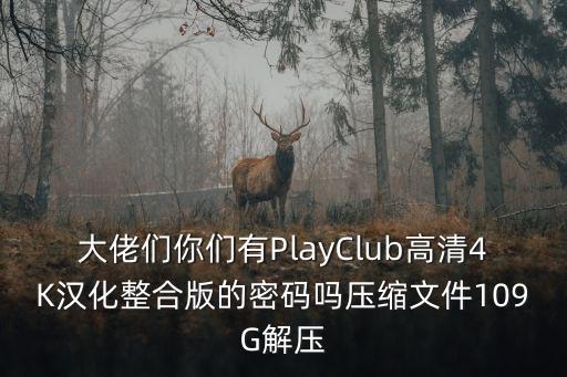 大佬们你们有PlayClub高清4K汉化整合版的密码吗压缩文件109G解压