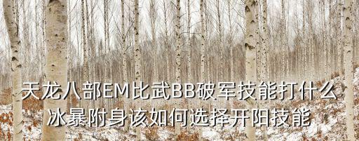 天龙八部EM比武BB破军技能打什么冰暴附身该如何选择开阳技能