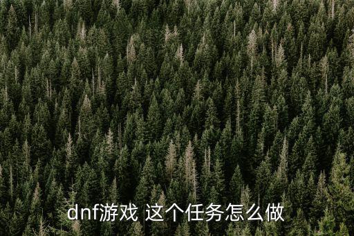 dnf游戏 这个任务怎么做