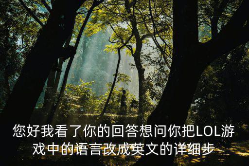 您好我看了你的回答想问你把LOL游戏中的语言改成英文的详细步