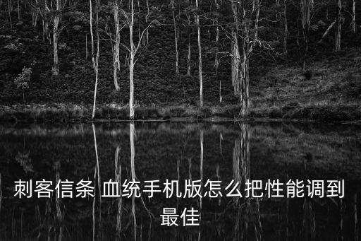 刺客信条 血统手机版怎么把性能调到最佳