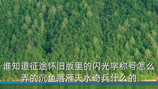 谁知道征途怀旧版里的闪光字称号怎么弄的沉鱼落雁天水奇兵什么的