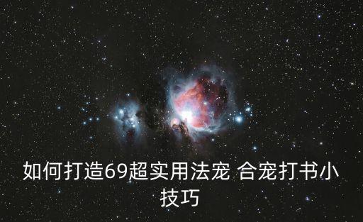 如何打造69超实用法宠 合宠打书小技巧