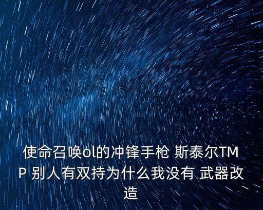 使命召唤ol的冲锋手枪 斯泰尔TMP 别人有双持为什么我没有 武器改造