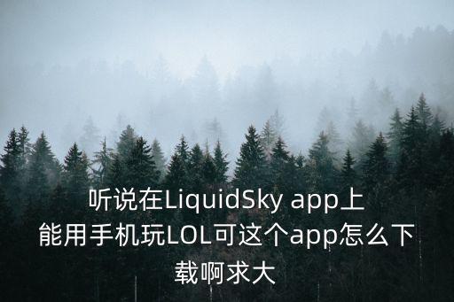 听说在LiquidSky app上能用手机玩LOL可这个app怎么下载啊求大