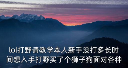 lol打野请教学本人新手没打多长时间想入手打野买了个狮子狗面对各种