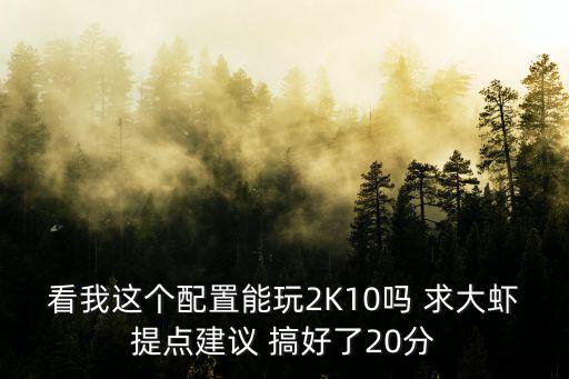 看我这个配置能玩2K10吗 求大虾提点建议 搞好了20分