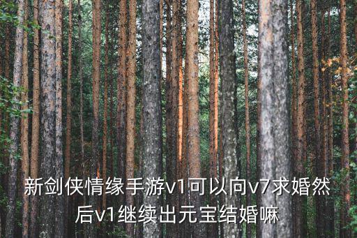 新剑侠情缘手游v1可以向v7求婚然后v1继续出元宝结婚嘛