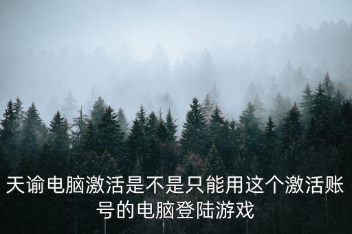 天谕电脑激活是不是只能用这个激活账号的电脑登陆游戏