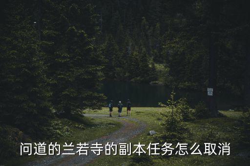 问道的兰若寺的副本任务怎么取消