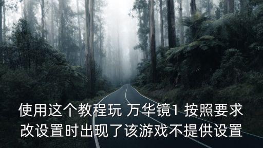 使用这个教程玩 万华镜1 按照要求改设置时出现了该游戏不提供设置