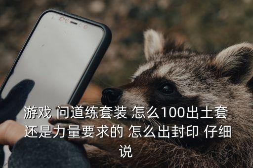 游戏 问道练套装 怎么100出土套 还是力量要求的 怎么出封印 仔细说