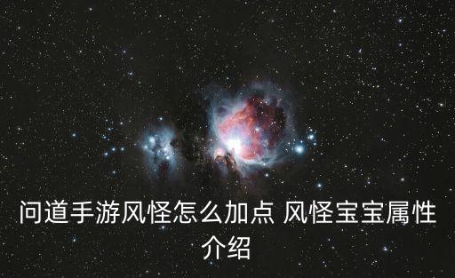 问道手游风怪怎么加点 风怪宝宝属性介绍