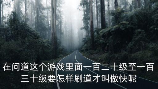 在问道这个游戏里面一百二十级至一百三十级要怎样刷道才叫做快呢