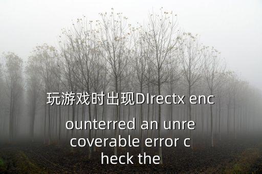 玩游戏时出现DIrectx encounterred an unrecoverable error check the