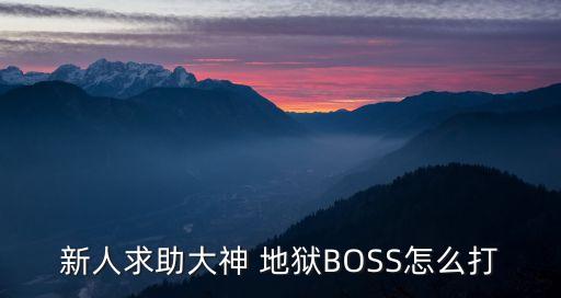 新人求助大神 地狱BOSS怎么打