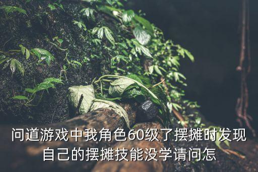 问道游戏中我角色60级了摆摊时发现自己的摆摊技能没学请问怎