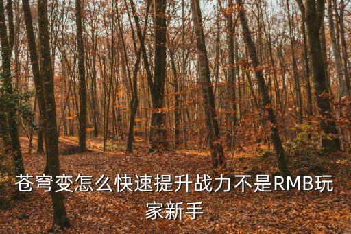 苍穹变怎么快速提升战力不是RMB玩家新手