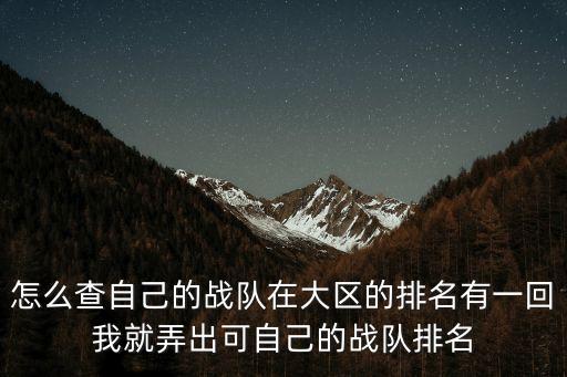 怎么查自己的战队在大区的排名有一回我就弄出可自己的战队排名