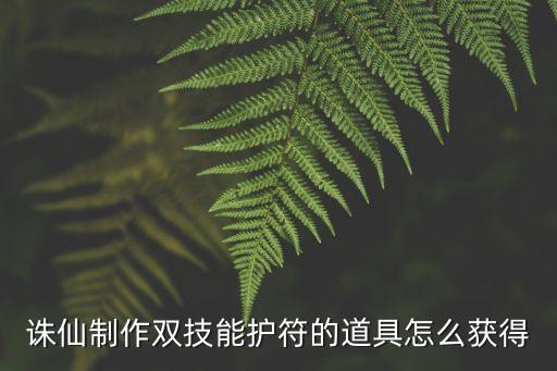 诛仙制作双技能护符的道具怎么获得