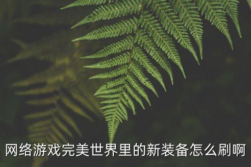 网络游戏完美世界里的新装备怎么刷啊