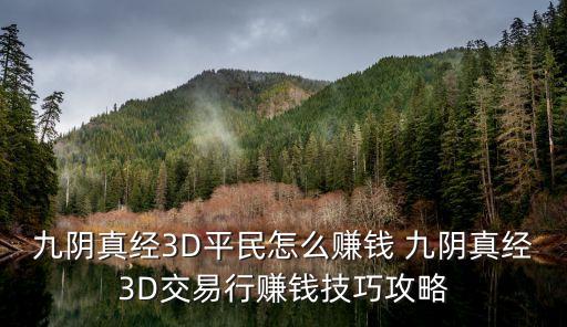 九阴真经3D平民怎么赚钱 九阴真经3D交易行赚钱技巧攻略