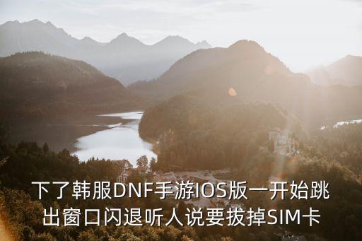 下了韩服DNF手游IOS版一开始跳出窗口闪退听人说要拔掉SIM卡