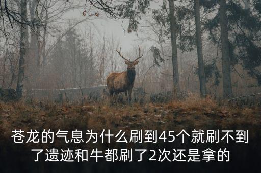 苍龙的气息为什么刷到45个就刷不到了遗迹和牛都刷了2次还是拿的