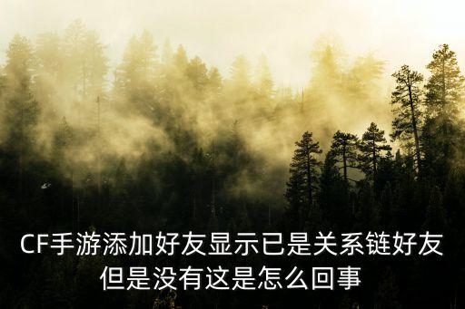 CF手游添加好友显示已是关系链好友但是没有这是怎么回事