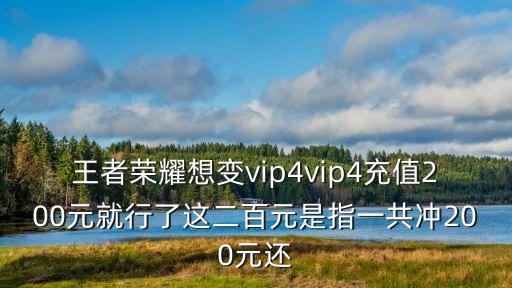 王者荣耀想变vip4vip4充值200元就行了这二百元是指一共冲200元还