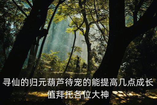 寻仙的归元葫芦待宠的能提高几点成长值拜托各位大神