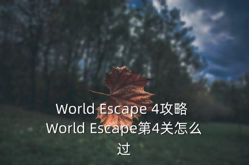 World Escape 4攻略 World Escape第4关怎么过