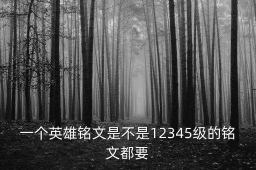 一个英雄铭文是不是12345级的铭文都要