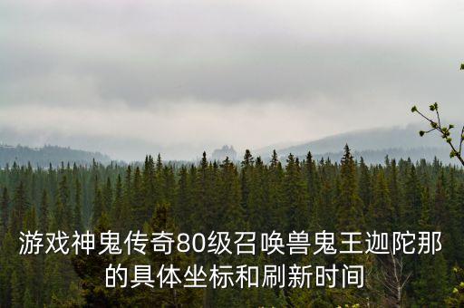 游戏神鬼传奇80级召唤兽鬼王迦陀那 的具体坐标和刷新时间