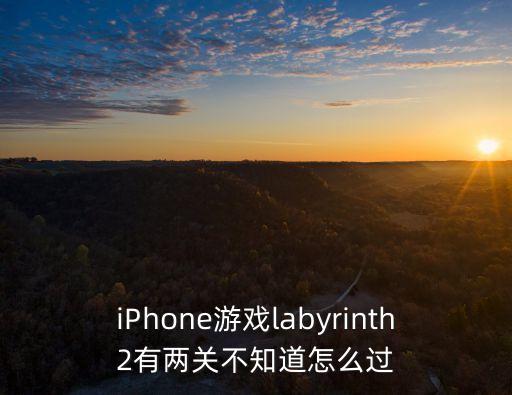 iPhone游戏labyrinth2有两关不知道怎么过