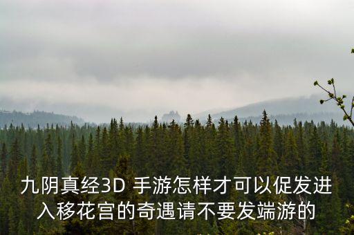 九阴真经3D 手游怎样才可以促发进入移花宫的奇遇请不要发端游的