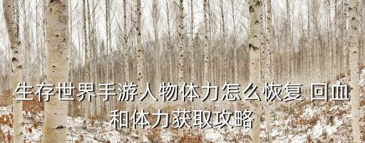 生存世界手游人物体力怎么恢复 回血和体力获取攻略