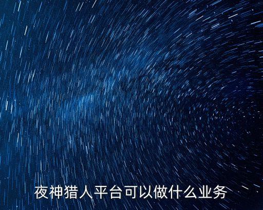 夜神猎人平台可以做什么业务