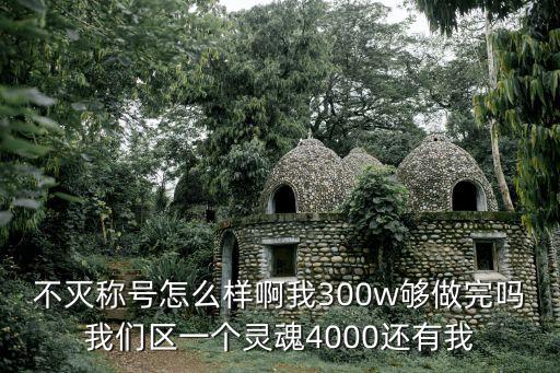 不灭称号怎么样啊我300w够做完吗我们区一个灵魂4000还有我