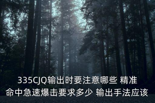 335CJQ输出时要注意哪些 精准命中急速爆击要求多少 输出手法应该